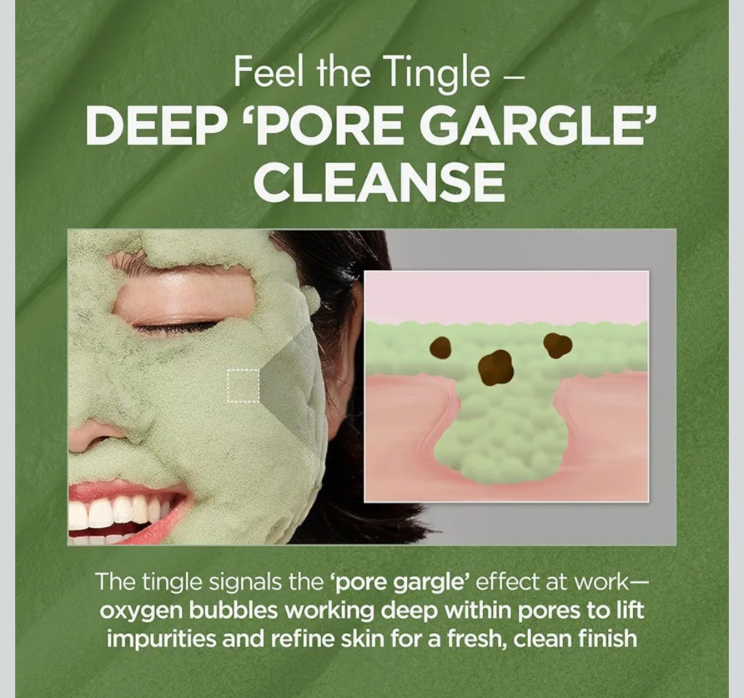 P.CALM Holy Basil Bubble Deep Mask – Holy Basil & Carbonated Water for Cleansing Pores & Blackheads, Korean Clay to Bubble Wash-Off Pack (90g / 3.17 oz)