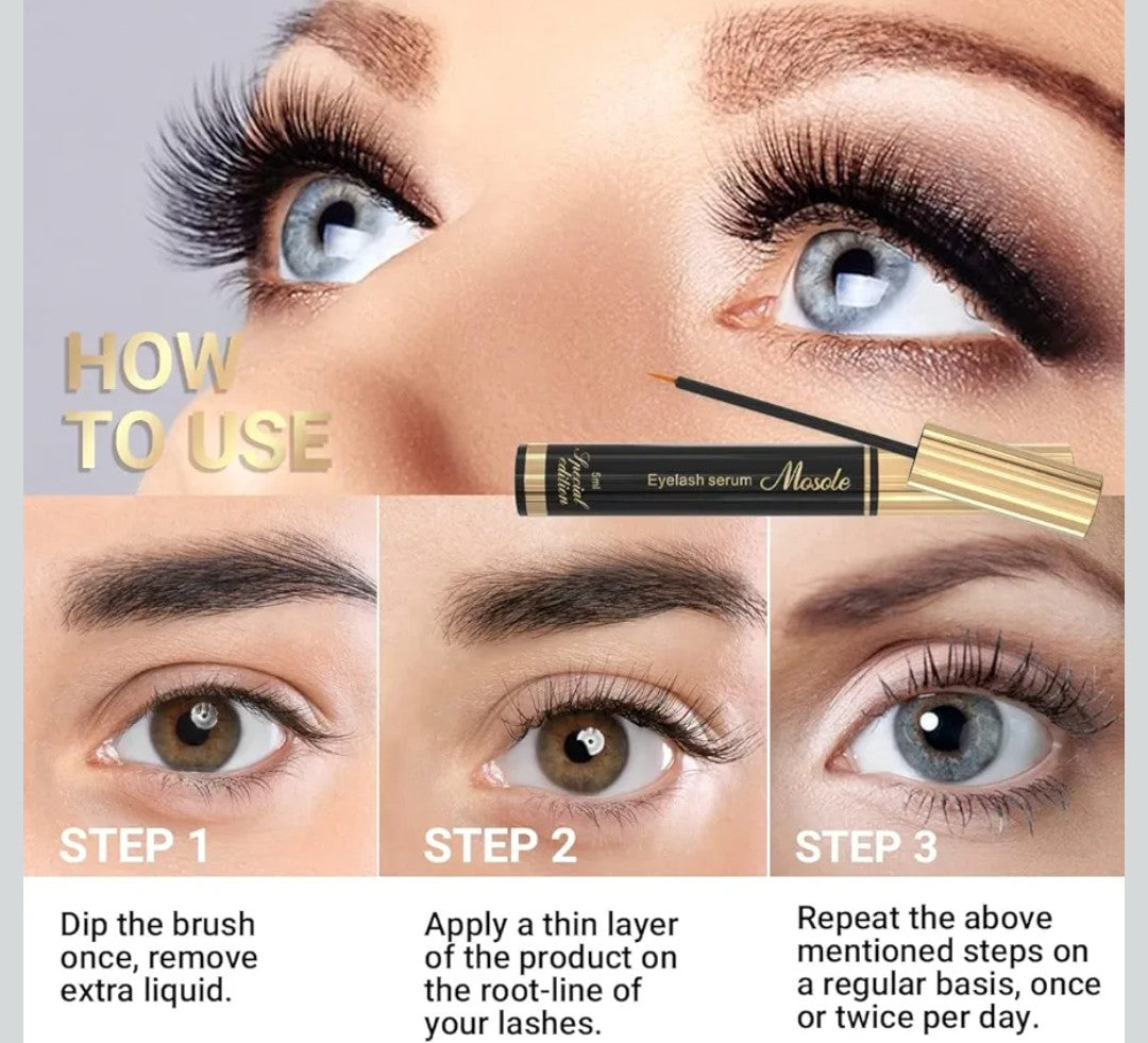 Premium Eyelash Growth Serum - 5ml Fuller & Longer Looking Eyelashes Lash Enhancing Serum for Natural Lashes or Lash Extensions & Brows, Vegan & Cruelty-Free