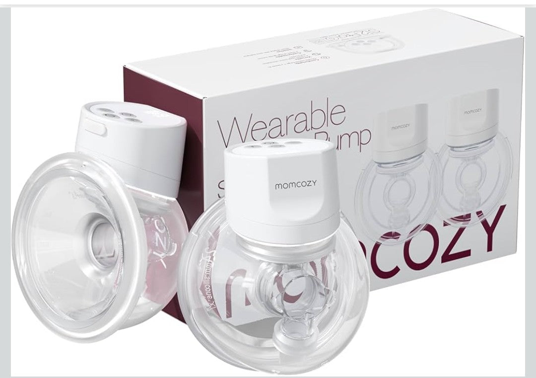 Momcozy Hands-Free Breast Pump S12 Pro, Wearable & Portable Pump with Soft DoubleFit Flange, 3 Modes | 9 Levels Double Electric Pump, Smart Display, 24mm, 2 Pack, Cozy Orange