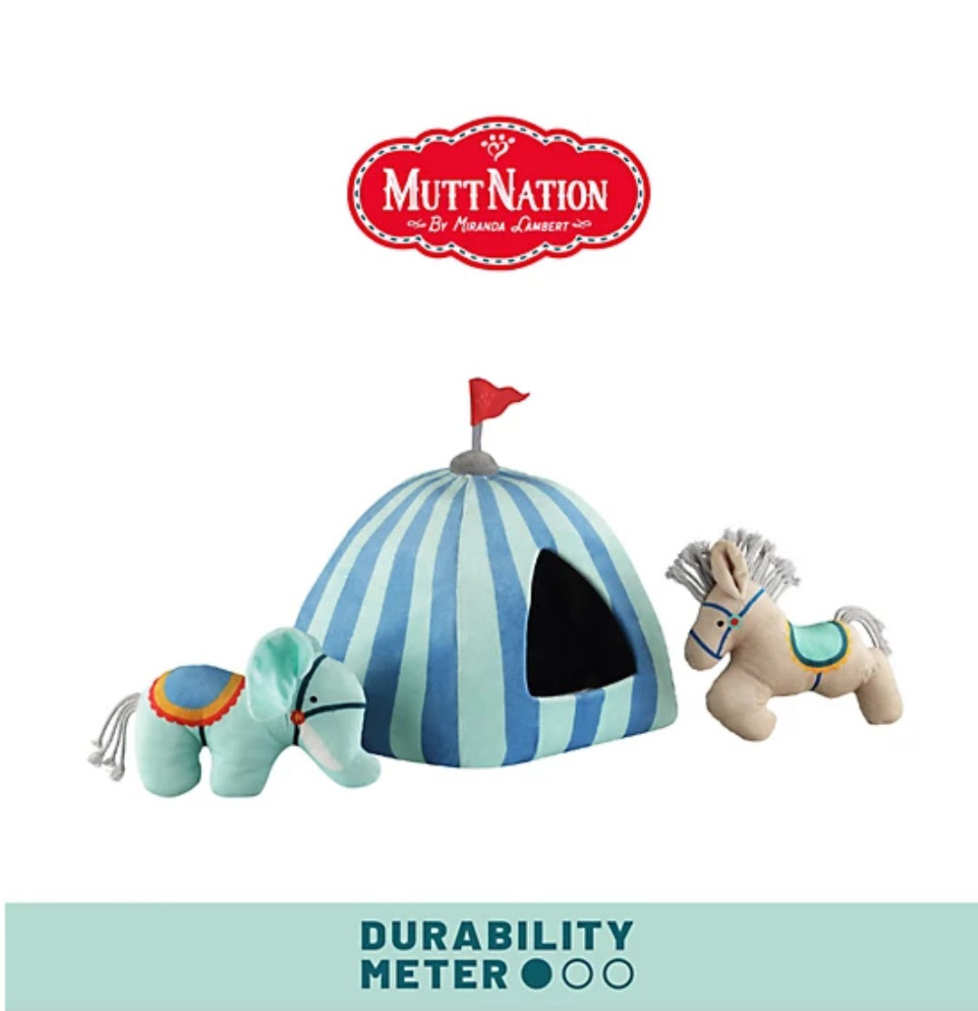 New!MuttNation Fueled by Miranda Lambert Circus Tent Hide-A-Toy Dog Toy