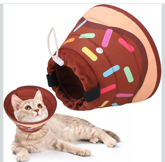 KOOLTAIL Cat Cone Collar Soft, Adjustable Cat Cones to Stop Licking, Foldable Donut Water Resistant Pet Recovery Neck E Collars After Surgery, Kitten Elizabethan Collar for Small to Large Cats,Brown L