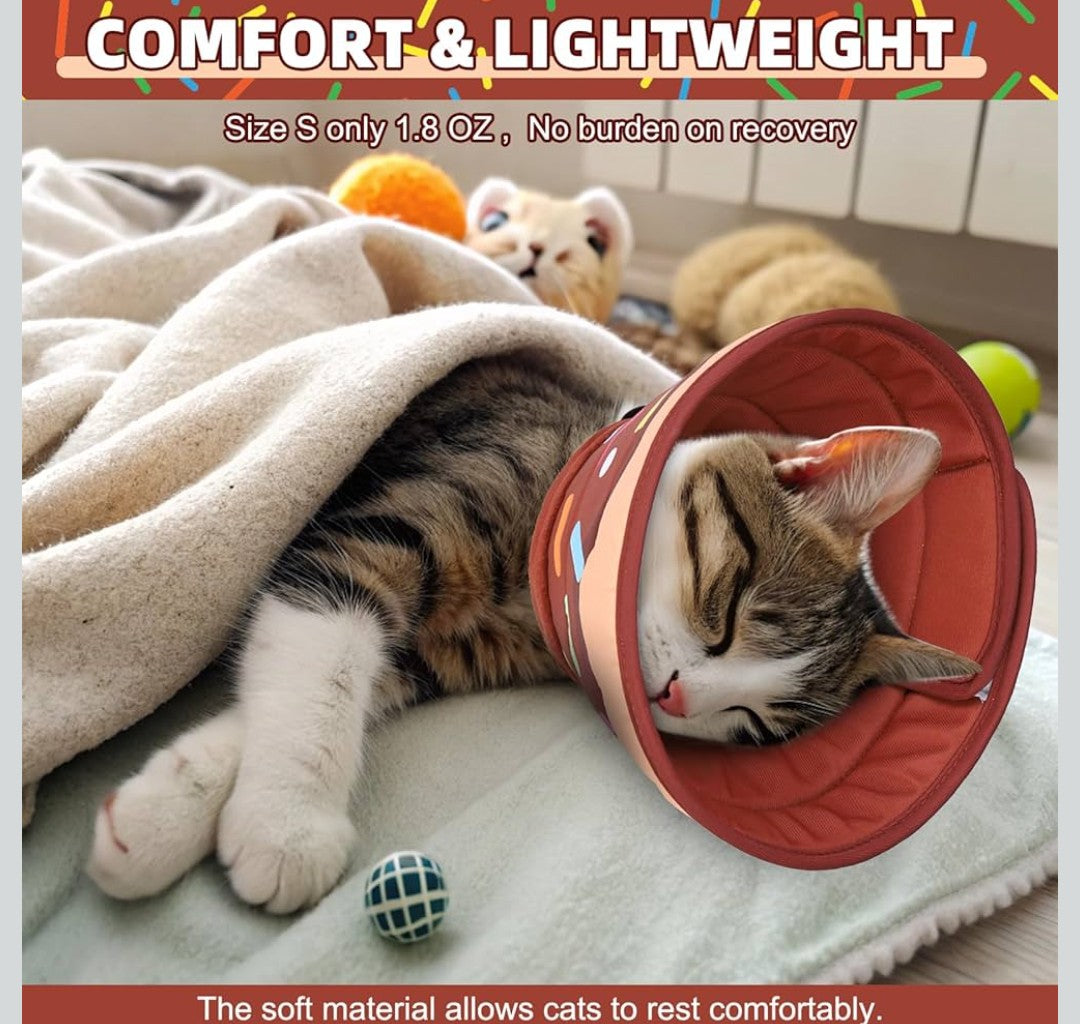 KOOLTAIL Cat Cone Collar Soft, Adjustable Cat Cones to Stop Licking, Foldable Donut Water Resistant Pet Recovery Neck E Collars After Surgery, Kitten Elizabethan Collar for Small to Large Cats,Brown L