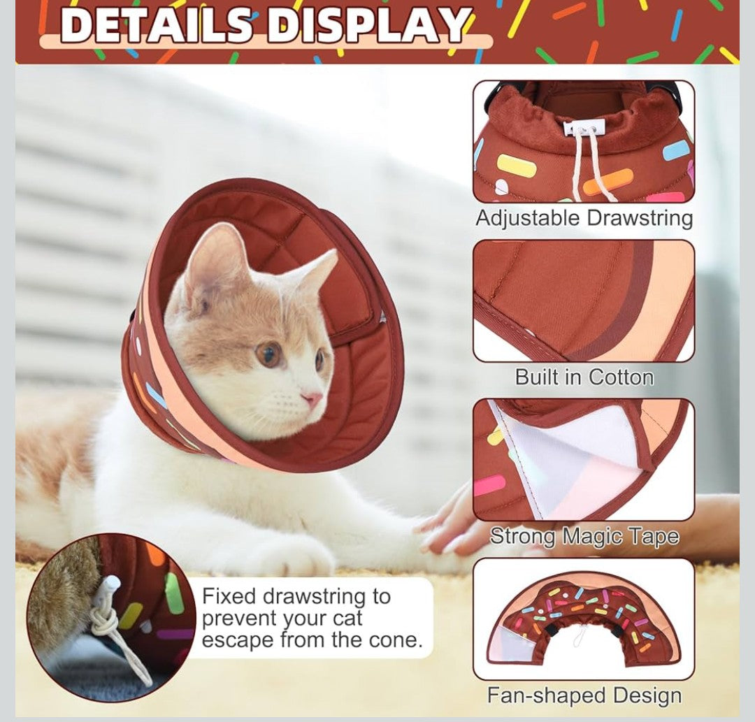 KOOLTAIL Cat Cone Collar Soft, Adjustable Cat Cones to Stop Licking, Foldable Donut Water Resistant Pet Recovery Neck E Collars After Surgery, Kitten Elizabethan Collar for Small to Large Cats,Brown L