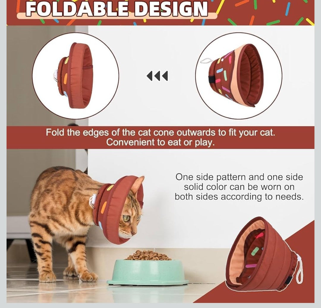 KOOLTAIL Cat Cone Collar Soft, Adjustable Cat Cones to Stop Licking, Foldable Donut Water Resistant Pet Recovery Neck E Collars After Surgery, Kitten Elizabethan Collar for Small to Large Cats,Brown L