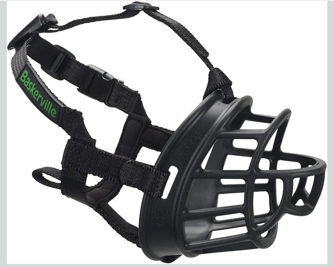 BASKERVILLE Ultra Dog Muzzle- Black Size 5, Perfect for Large Dogs, Prevents Chewing and Biting, Basket allows Panting and Drinking-Comfortable, Humane, Adjustable, Lightweight, Durable