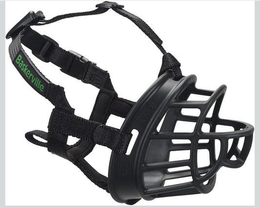 BASKERVILLE Ultra Dog Muzzle- Black Size 5, Perfect for Large Dogs, Prevents Chewing and Biting, Basket allows Panting and Drinking-Comfortable, Humane, Adjustable, Lightweight, Durable