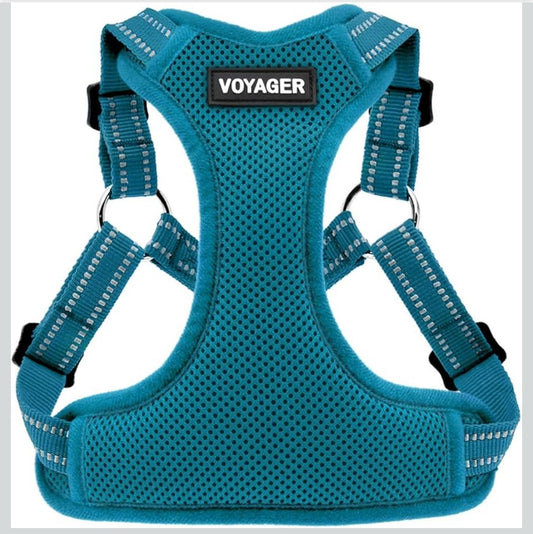 Best Pet Supplies Voyager Mesh Dog Breathable Harness Reflective Stitching, All Weather Adjustable for Walking Training, or Running - Heavy Duty & Durable, Harness (Turquoise), S