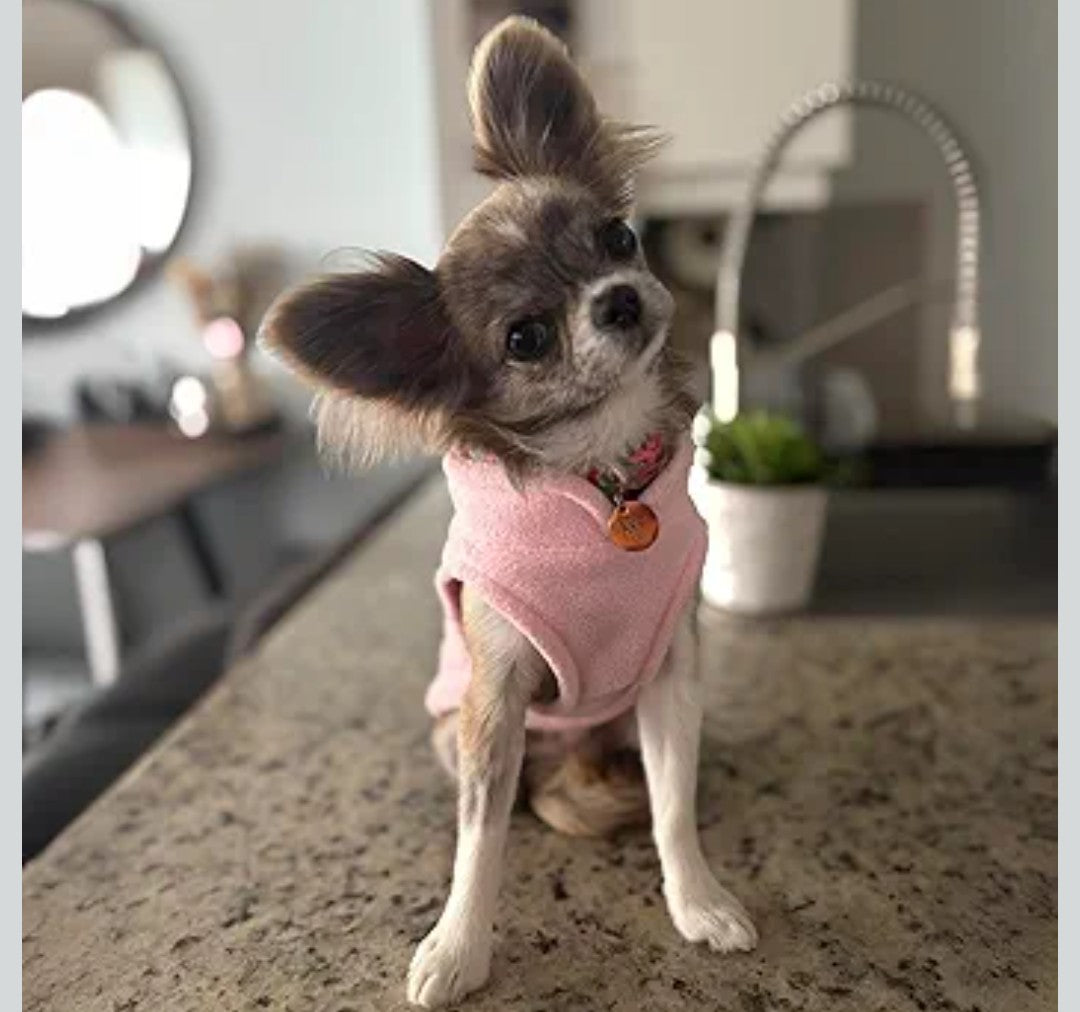 JACKO & CO - Fleece Vest Dog Sweater with Leash Ring - Soft, Warm & Lightweight Pullover Coat for Small & Medium Dogs, Puppies & Cats - Cozy Fall/Winter/Spring Pet Jacket (Pink Lemonade, XL 17-25lbs)