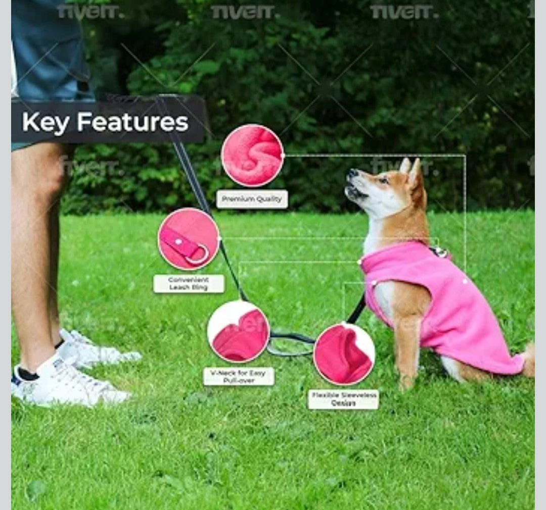 JACKO & CO - Fleece Vest Dog Sweater with Leash Ring - Soft, Warm & Lightweight Pullover Coat for Small & Medium Dogs, Puppies & Cats - Cozy Fall/Winter/Spring Pet Jacket (Pink Lemonade, XL 17-25lbs)
