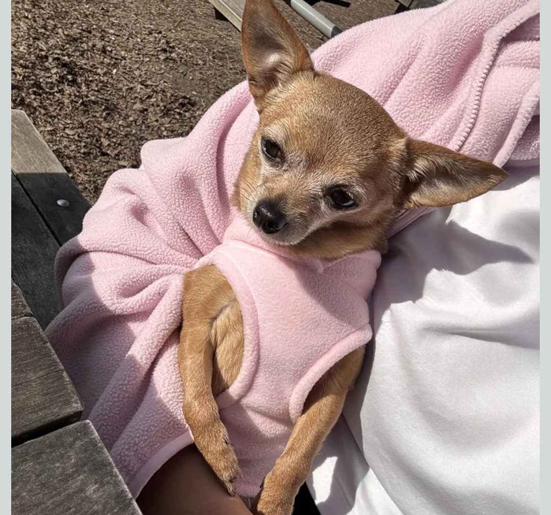 JACKO & CO - Fleece Vest Dog Sweater with Leash Ring - Soft, Warm & Lightweight Pullover Coat for Small & Medium Dogs, Puppies & Cats - Cozy Fall/Winter/Spring Pet Jacket (Pink Lemonade, XL 17-25lbs)