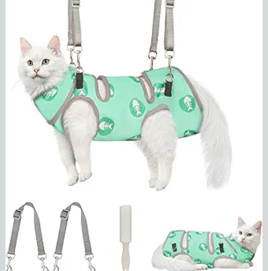 Supet Cat Grooming Hammock, Soft Fabric Nail Clipper Hammock, Self-Adhesive Wrap for Cutting Nails, Quickly Calm Down for Medicine, Teeth Brushing, Ear Cleaning