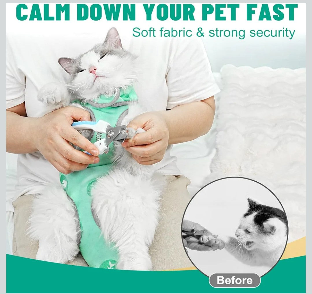 Supet Cat Grooming Hammock, Soft Fabric Nail Clipper Hammock, Self-Adhesive Wrap for Cutting Nails, Quickly Calm Down for Medicine, Teeth Brushing, Ear Cleaning