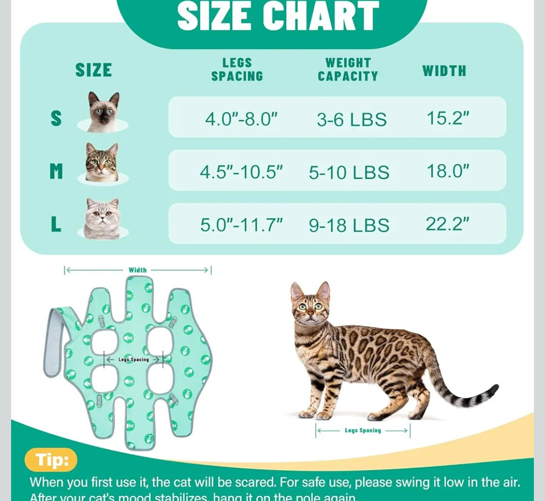 Supet Cat Grooming Hammock, Soft Fabric Nail Clipper Hammock, Self-Adhesive Wrap for Cutting Nails, Quickly Calm Down for Medicine, Teeth Brushing, Ear Cleaning