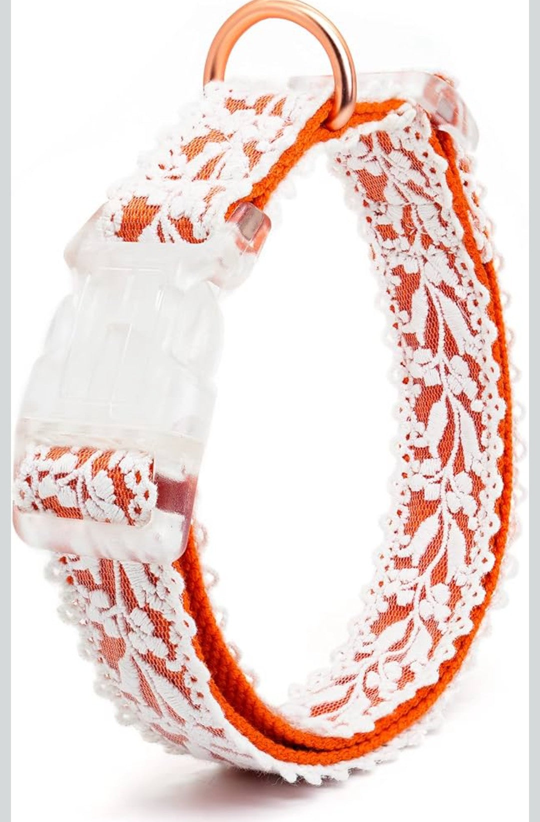 Dog Collar and Leash Set, Cotton Lace Handmade 4-5 FT Adjustable Comfortable Unique Collars for Small Medium Large Dogs 1pcs-Orange-Collar(Width:1")