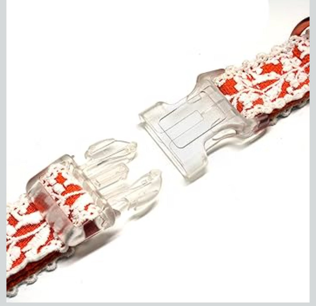 Dog Collar and Leash Set, Cotton Lace Handmade 4-5 FT Adjustable Comfortable Unique Collars for Small Medium Large Dogs 1pcs-Orange-Collar(Width:1")