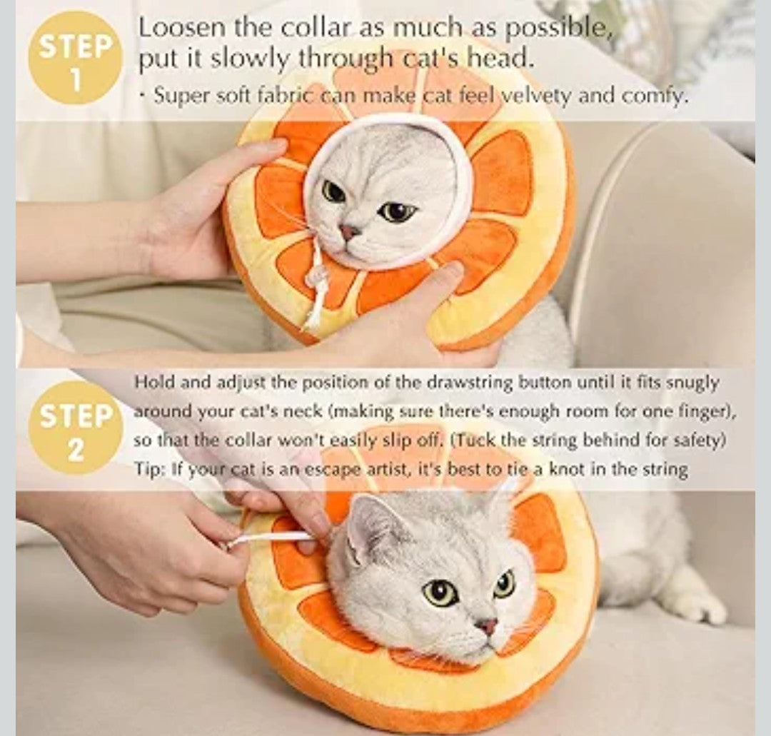 ANWA Adjustable Cat Cone Collar Soft, Cute Cat Donut Collar After Surgery, Kitten Recovery Cones to Stop Licking