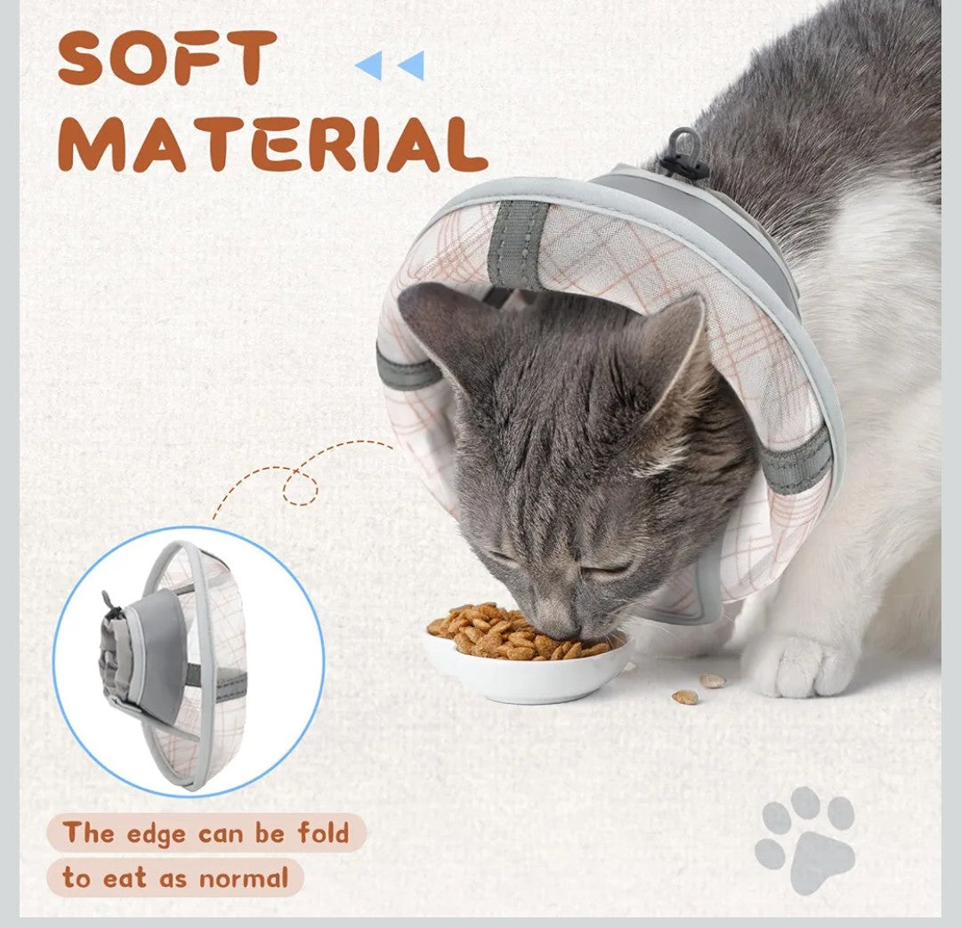 Supet Cat Cone Collar Soft, Air Mesh Recovery Collar to Stop Licking, Breathable Neck Cone Alternative for Small Kitten, Lightweight Cat Head Cone Anti Scratch (S)