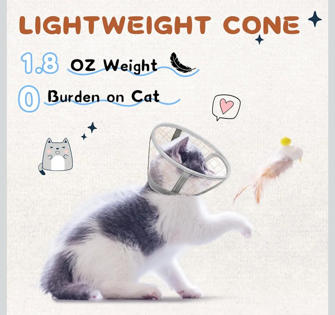 Supet Cat Cone Collar Soft, Air Mesh Recovery Collar to Stop Licking, Breathable Neck Cone Alternative for Small Kitten, Lightweight Cat Head Cone Anti Scratch (S)