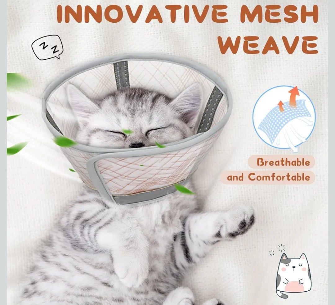 Supet Cat Cone Collar Soft, Air Mesh Recovery Collar to Stop Licking, Breathable Neck Cone Alternative for Small Kitten, Lightweight Cat Head Cone Anti Scratch (S)