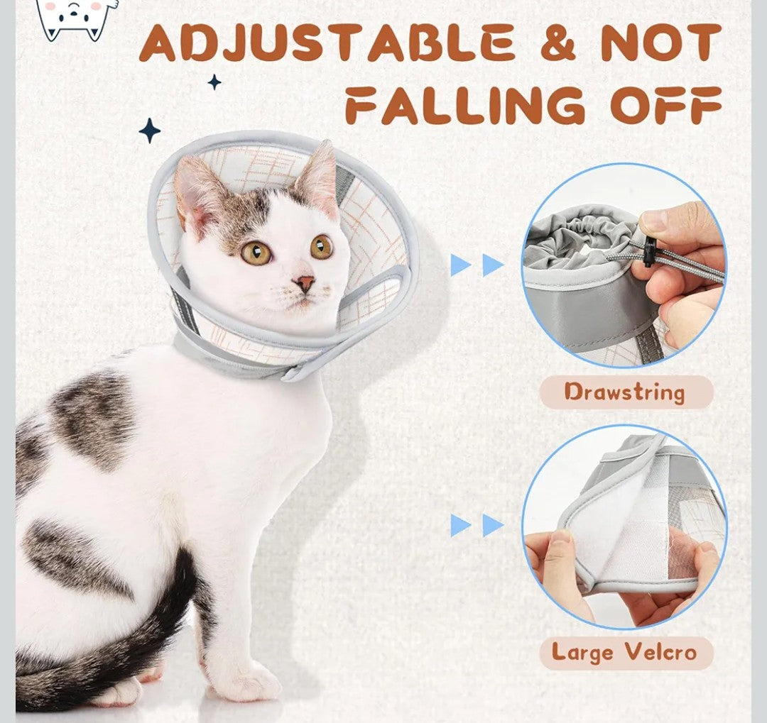 Supet Cat Cone Collar Soft, Air Mesh Recovery Collar to Stop Licking, Breathable Neck Cone Alternative for Small Kitten, Lightweight Cat Head Cone Anti Scratch (S)