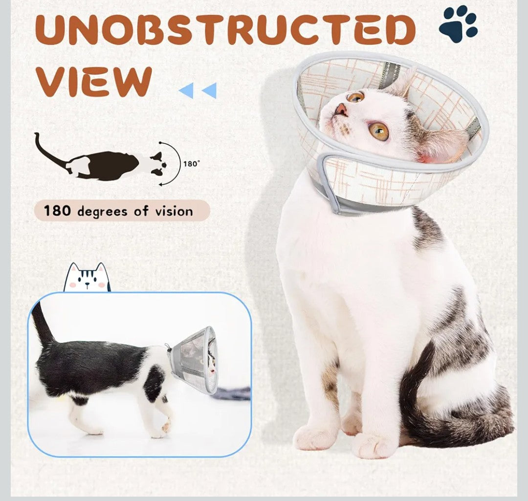 Supet Cat Cone Collar Soft, Air Mesh Recovery Collar to Stop Licking, Breathable Neck Cone Alternative for Small Kitten, Lightweight Cat Head Cone Anti Scratch (S)