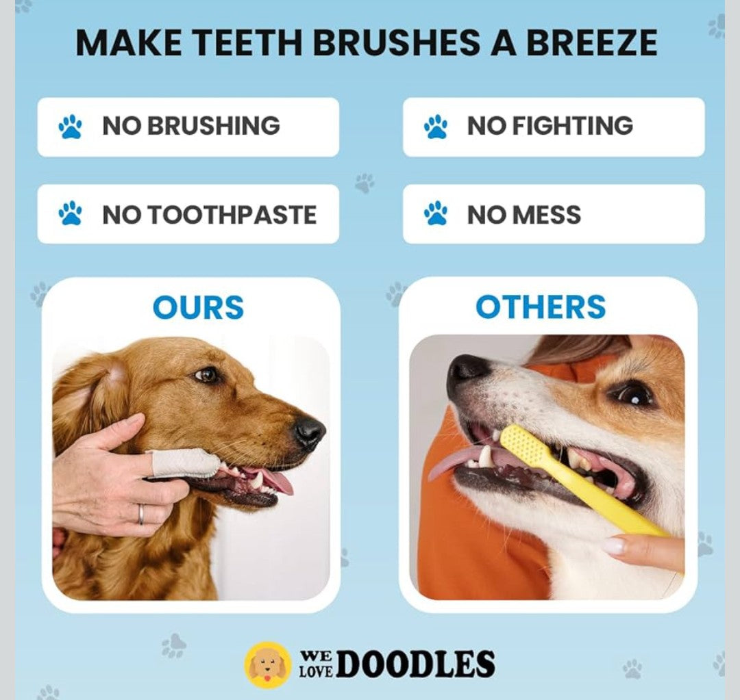 We Love Doodles Dog Teeth Cleaning Wipes - Pet Dental Finger Wipes for Dogs - Cleans Teeth and Gums, Freshens Breath Dog Dental Wipes, Prevents Tartar Buildup, Fits Most Finger Sizes (75 Wipes)