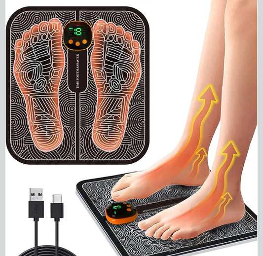 EMS Foot Massager,8 Modes 18 Intensities Relax Muscles,Folding Portable Feet Massage Machine,Electronic Muscle Stimulatior Massage Mat