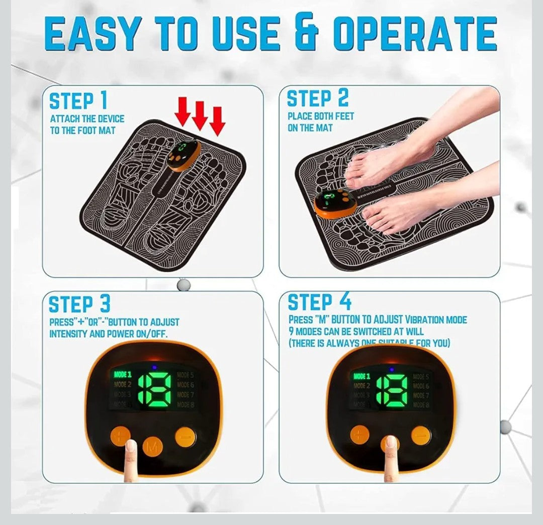 EMS Foot Massager,8 Modes 18 Intensities Relax Muscles,Folding Portable Feet Massage Machine,Electronic Muscle Stimulatior Massage Mat