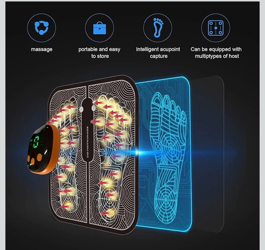 EMS Foot Massager,8 Modes 18 Intensities Relax Muscles,Folding Portable Feet Massage Machine,Electronic Muscle Stimulatior Massage Mat