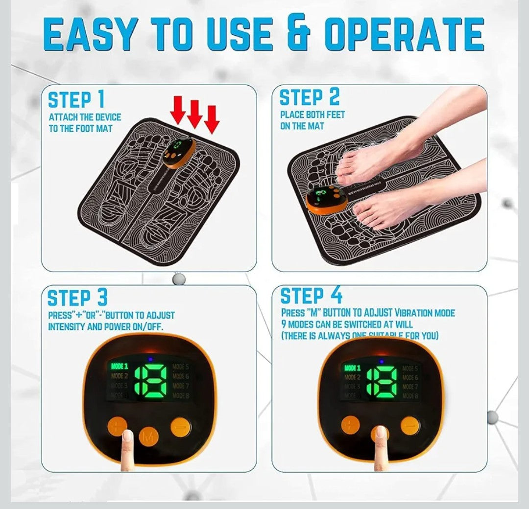 EMS Foot Massager,8 Modes 18 Intensities Relax Muscles,Folding Portable Feet Massage Machine,Electronic Muscle Stimulatior Massage Mat