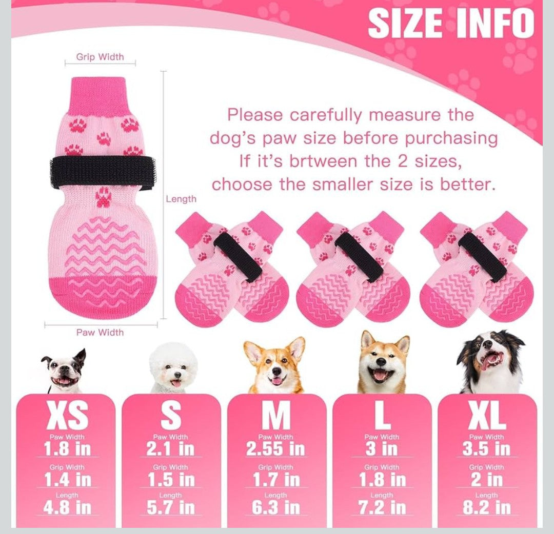 EXPAWLORER 6Pcs Anti Slip Dog Socks to Prevent Licking Paws, Dog Shoes for Winter, Double Sides Dog Boots & Paw Protectors Booties for Hardwood Floors with Grippers Small Medium Large Senior Dogs, L