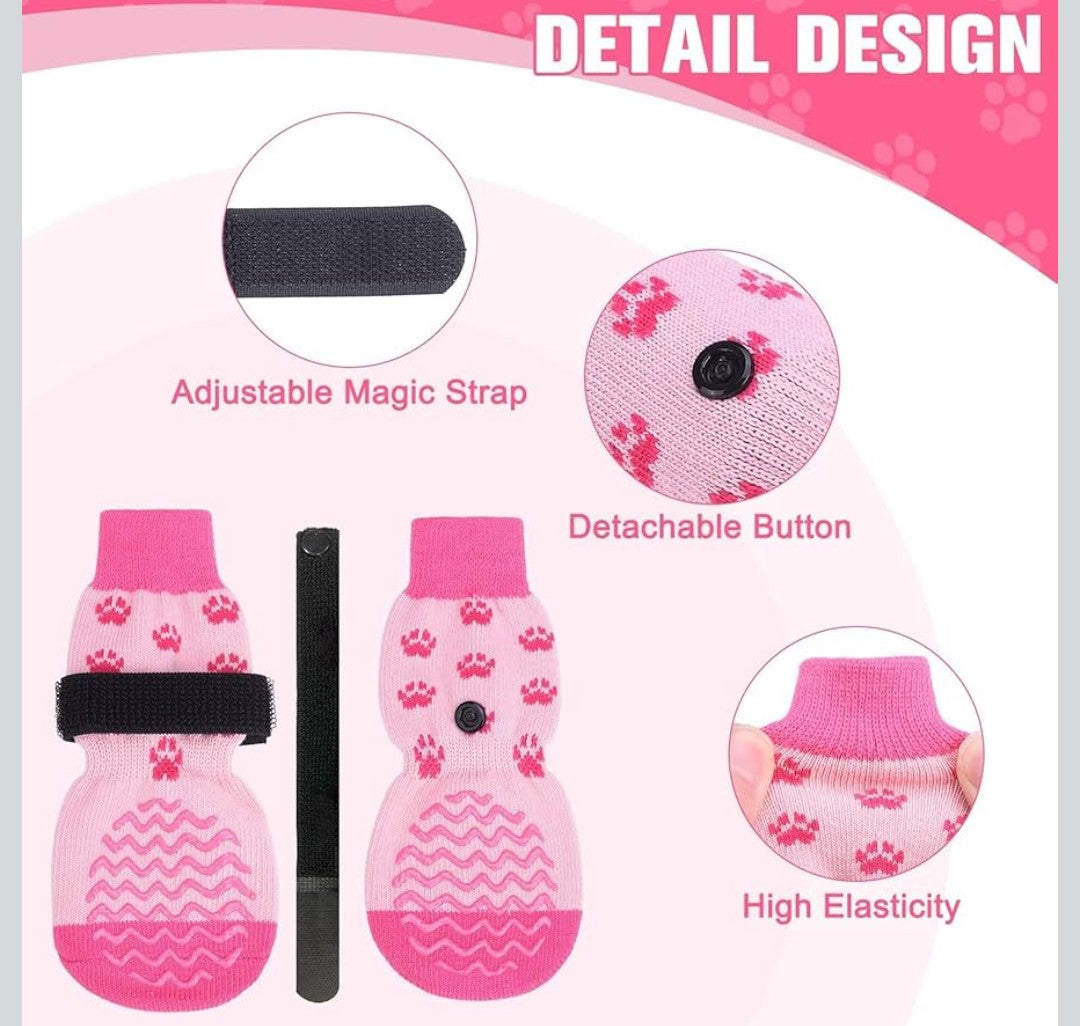 EXPAWLORER 6Pcs Anti Slip Dog Socks to Prevent Licking Paws, Dog Shoes for Winter, Double Sides Dog Boots & Paw Protectors Booties for Hardwood Floors with Grippers Small Medium Large Senior Dogs, L