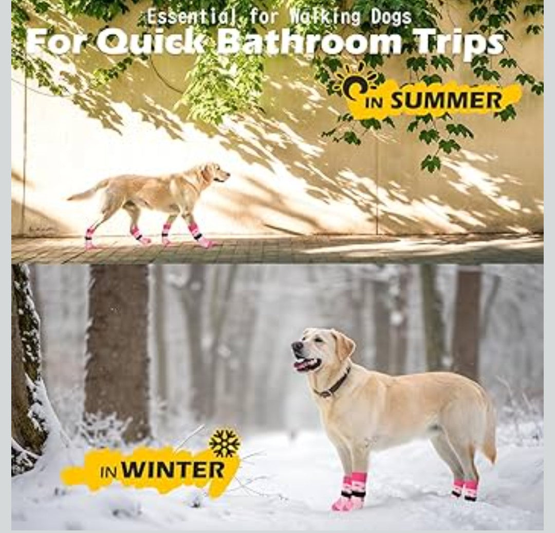 EXPAWLORER 6Pcs Anti Slip Dog Socks to Prevent Licking Paws, Dog Shoes for Winter, Double Sides Dog Boots & Paw Protectors Booties for Hardwood Floors with Grippers Small Medium Large Senior Dogs, L