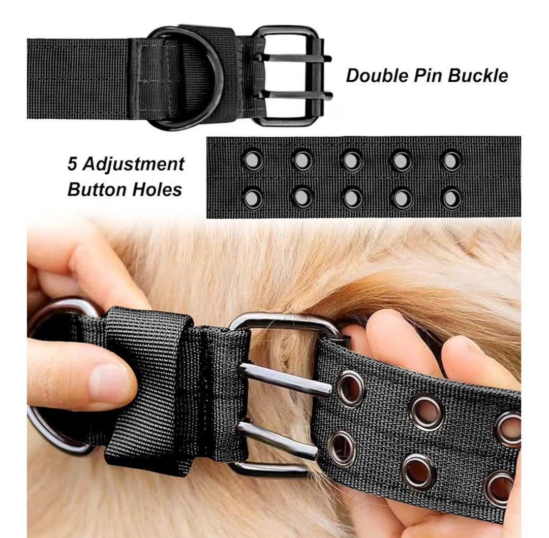 JSXD Tactical Dog Collar,Military Grade Nylon with Soft Padded Lining,1.5 inch Wide,Metal Buckle with 5 Adjustable Points,Heavy Duty Dog Collar for Medium Large Dogs (camo, Large)