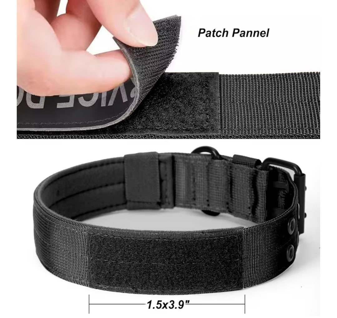 JSXD Tactical Dog Collar,Military Grade Nylon with Soft Padded Lining,1.5 inch Wide,Metal Buckle with 5 Adjustable Points,Heavy Duty Dog Collar for Medium Large Dogs (camo, Large)
