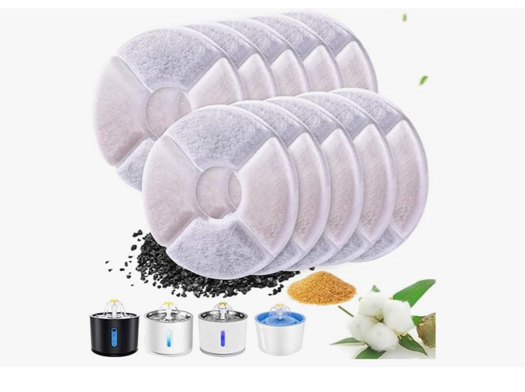 RBAYSALE Cat Water Fountain Filters 12 Pack Cat Fountain Filter Replacement, 3 Triple Filtration System, Activated Carbon Filters for 84oz/2.5L Automatic Cat Fountain
