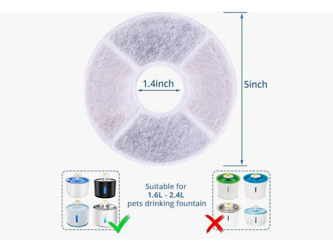 RBAYSALE Cat Water Fountain Filters 12 Pack Cat Fountain Filter Replacement, 3 Triple Filtration System, Activated Carbon Filters for 84oz/2.5L Automatic Cat Fountain
