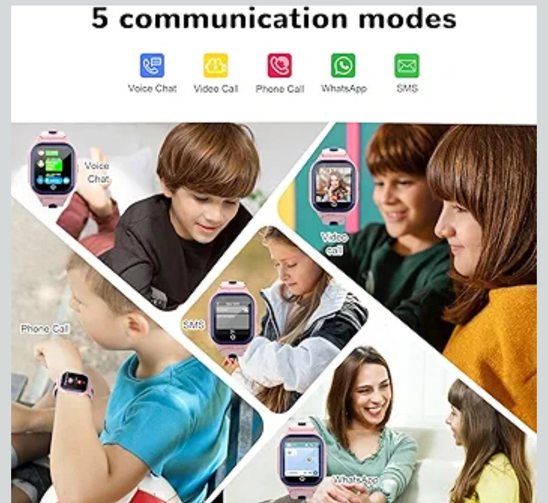 Wonlex 4G Kids Smartwatch, 1.4" GPS Smart Watch for Kids, Pink with SIM Card Boys Girls Phone Watch with Temperature HR BP Monitor Video Calls SOS Camera Pedometer Alarm Music Player