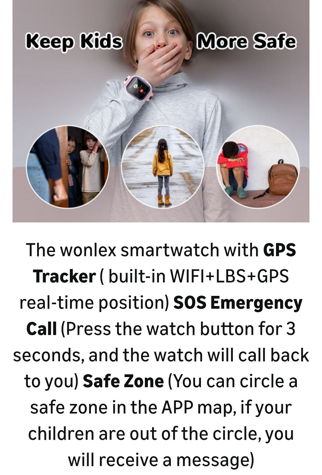 Wonlex 4G Kids Smartwatch, 1.4" GPS Smart Watch for Kids, Pink with SIM Card Boys Girls Phone Watch with Temperature HR BP Monitor Video Calls SOS Camera Pedometer Alarm Music Player