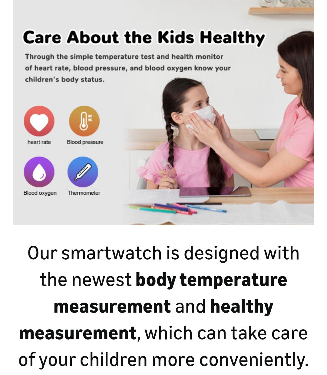 Wonlex 4G Kids Smartwatch, 1.4" GPS Smart Watch for Kids, Pink with SIM Card Boys Girls Phone Watch with Temperature HR BP Monitor Video Calls SOS Camera Pedometer Alarm Music Player