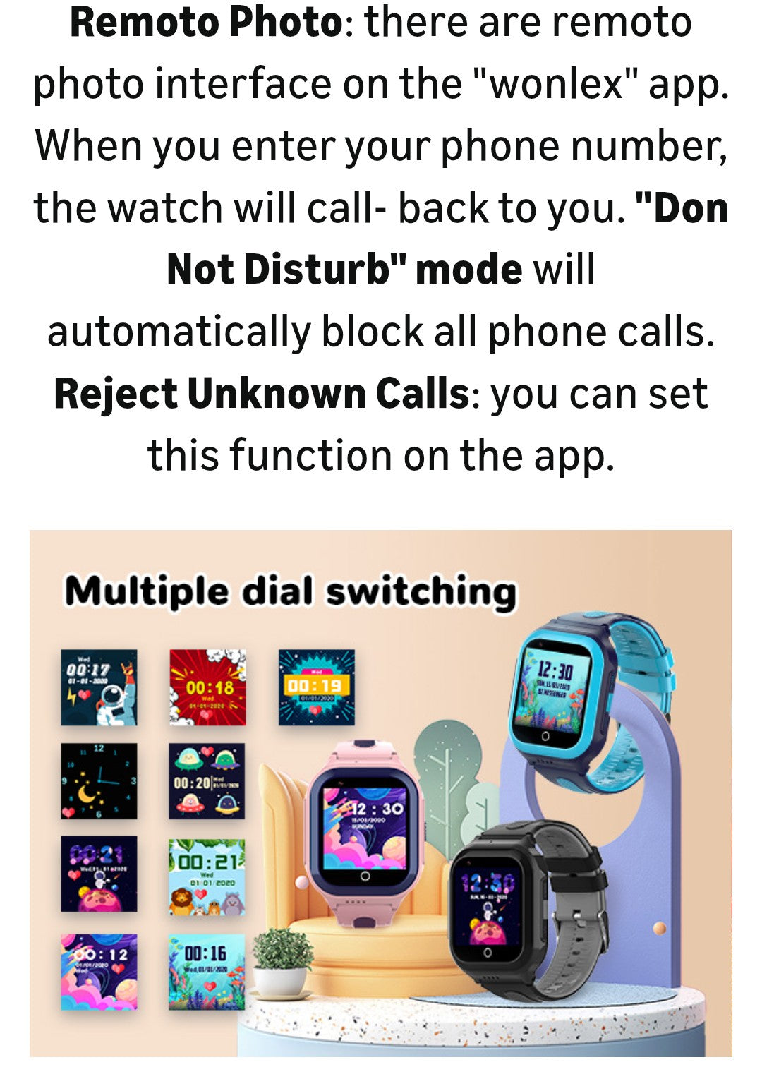 Wonlex 4G Kids Smartwatch, 1.4" GPS Smart Watch for Kids, Pink with SIM Card Boys Girls Phone Watch with Temperature HR BP Monitor Video Calls SOS Camera Pedometer Alarm Music Player