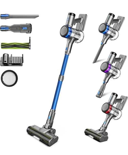 Dzaki S9X Vacuum Cleaners for Home,400W 45KPa Cordless Stick Vacuum Cleaner,Up to 55 Mins Runtime,Smart Induction Auto-Adjustment,Rechargeable Battery Vacuum Cordless for Carpet Floor Pet Hair(Blue)