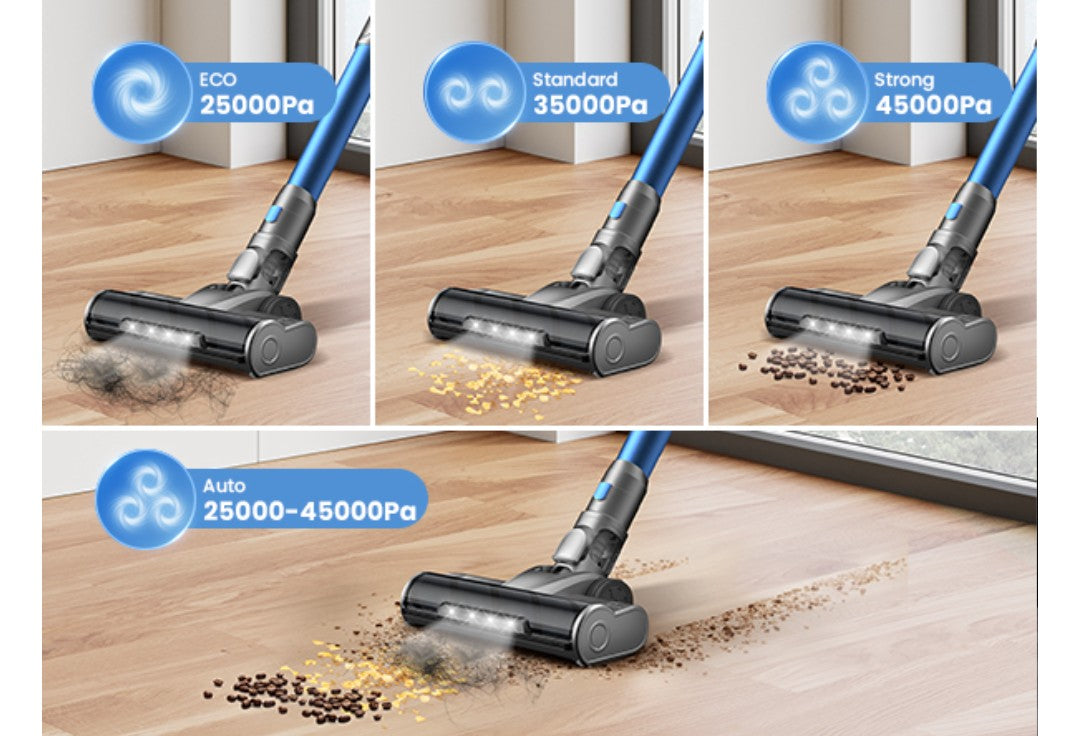 Dzaki S9X Vacuum Cleaners for Home,400W 45KPa Cordless Stick Vacuum Cleaner,Up to 55 Mins Runtime,Smart Induction Auto-Adjustment,Rechargeable Battery Vacuum Cordless for Carpet Floor Pet Hair(Blue)