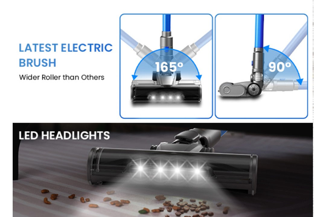 Dzaki S9X Vacuum Cleaners for Home,400W 45KPa Cordless Stick Vacuum Cleaner,Up to 55 Mins Runtime,Smart Induction Auto-Adjustment,Rechargeable Battery Vacuum Cordless for Carpet Floor Pet Hair(Blue)