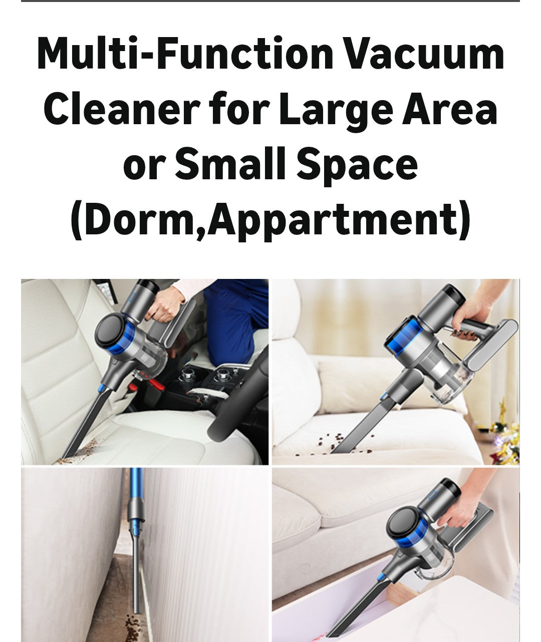 Dzaki S9X Vacuum Cleaners for Home,400W 45KPa Cordless Stick Vacuum Cleaner,Up to 55 Mins Runtime,Smart Induction Auto-Adjustment,Rechargeable Battery Vacuum Cordless for Carpet Floor Pet Hair(Blue)