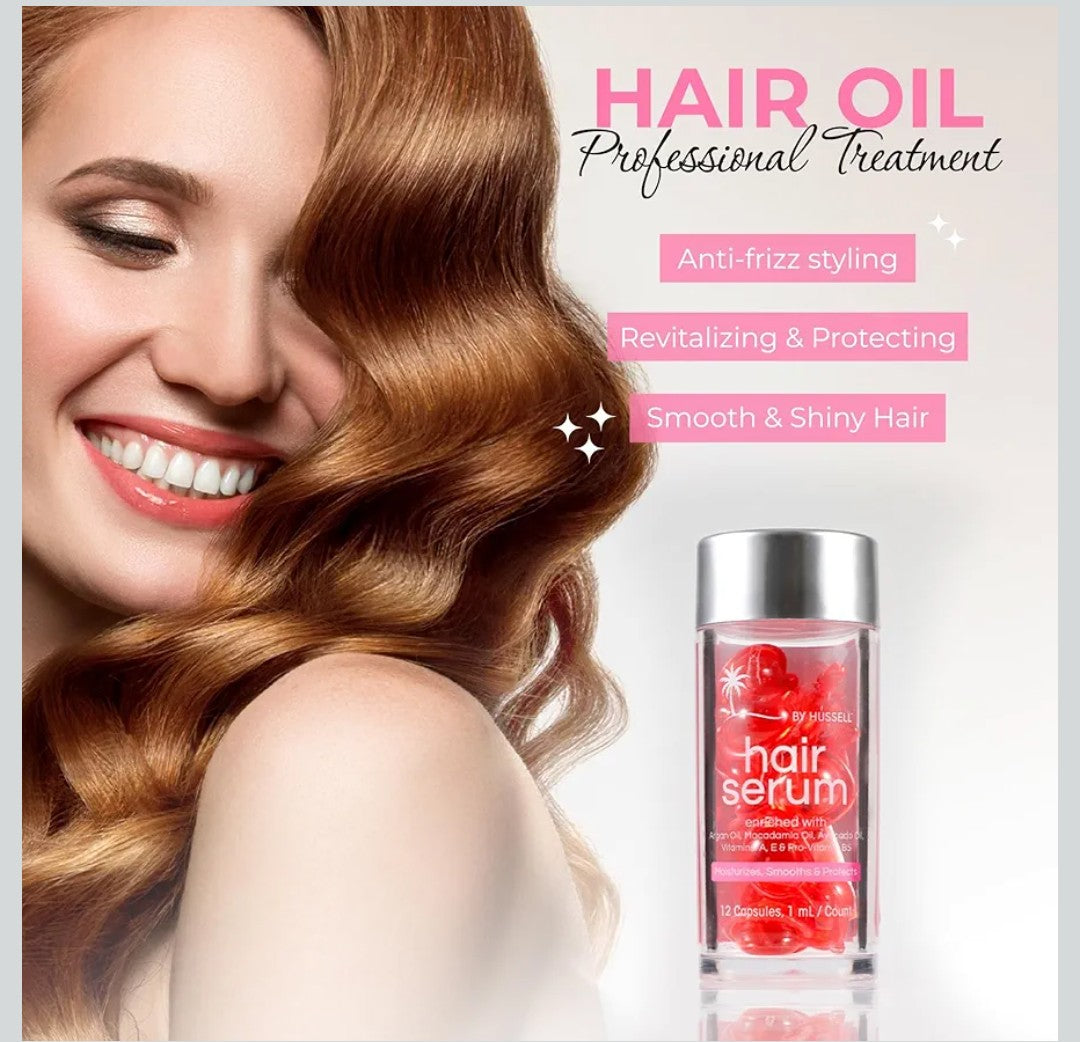 HUSSELL Hair Serum Bali Secret - no Rinse with Argan Macadamia & Avocado Oils - Vitamins A, E, Pro B5 - Conditioner for Women & Men - Travel-Size