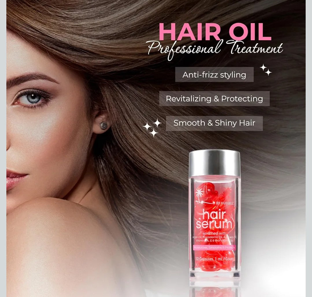 HUSSELL Hair Serum Bali Secret - no Rinse with Argan Macadamia & Avocado Oils - Vitamins A, E, Pro B5 - Conditioner for Women & Men - Travel-Size