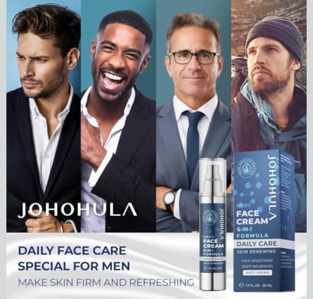 Johohula Face Cream 6-in-1 for Men: Face Moisturizer Suitable for Anti Aging Daily Face Care - Cream for Males Skin Care 1.7oz
