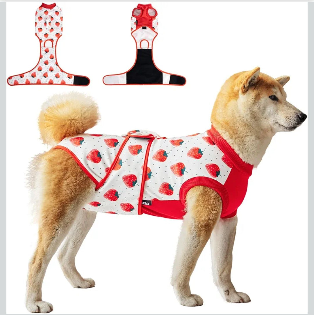 Dog Surgery Recovery Suit,Female Male Dog Onesie for Spay Neuter,Substitute E-Collar & Cone,Anti-Licking Breathable Onesie for Small Medium Large Dogs,Strawberry XL