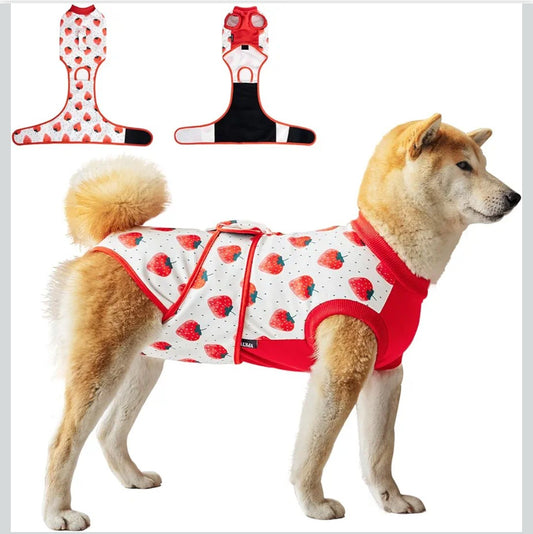 Dog Surgery Recovery Suit,Female Male Dog Onesie for Spay Neuter,Substitute E-Collar & Cone,Anti-Licking Breathable Onesie for Small Medium Large Dogs,Strawberry XL